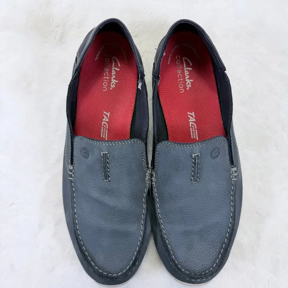 Clarks Gorwin Step Slip On Loafers Mens Navy Blue Casual Comfort Shoes Size 8